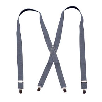 Suspender - dots grey/black - X model - 35mm - no leather - big silver clips - metal triangle