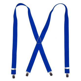 Suspender - royal blue - X model - 35mm - no leather - big silver clips - metal triangle