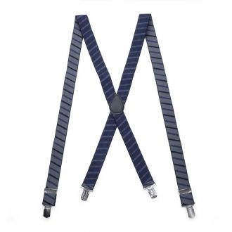 Suspender - grey/blue - X model - 35mm - black leather - big silver clips - SX35