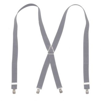 Suspender - grey - X model - 35mm - no leather - big silver clips - metal triangle