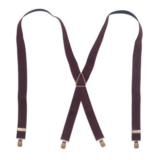 Suspender - dots burgundy/navy - X model - 35mm - no leather - copper clips - metal triangle