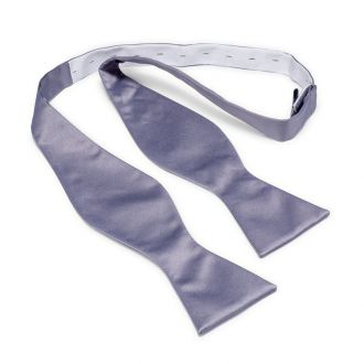 Self-tie bow tie - polyester satin - light grey