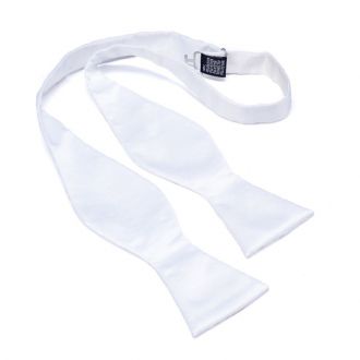 Self-tie bow tie - polyester satin - white