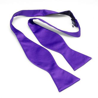 Self-tie bow tie - polyester satin - purple