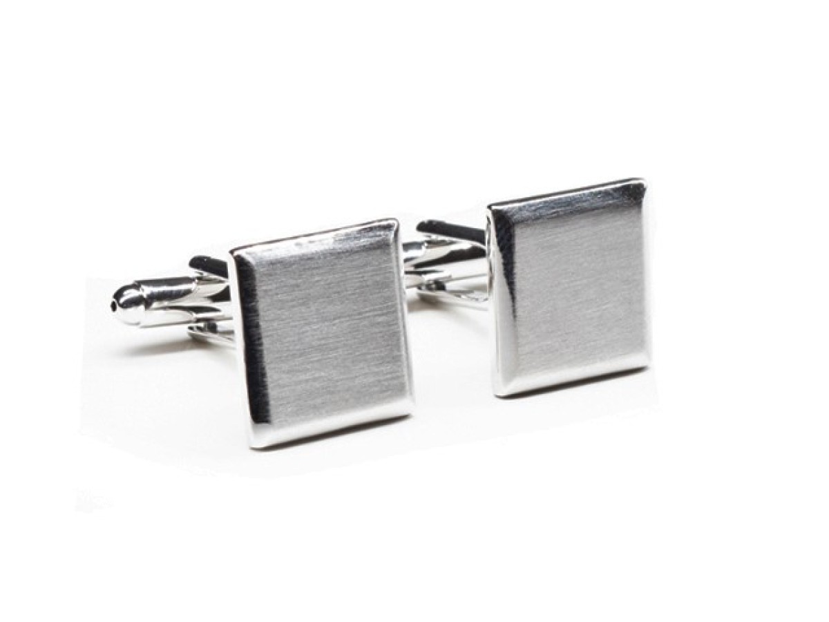 Cufflinks silver square brushed