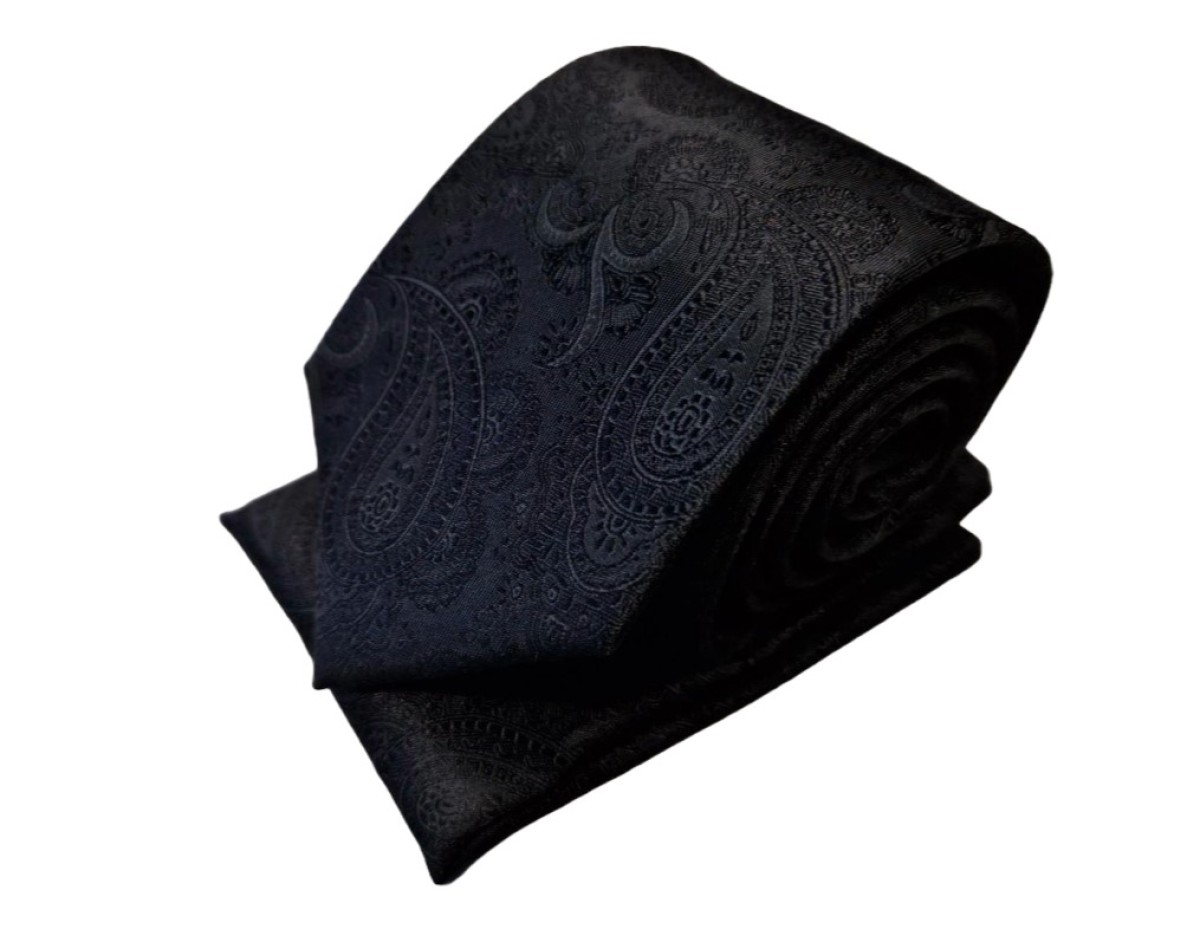 Necktie & pochette Progetto Premium / ceremonial/ 100% silk / black