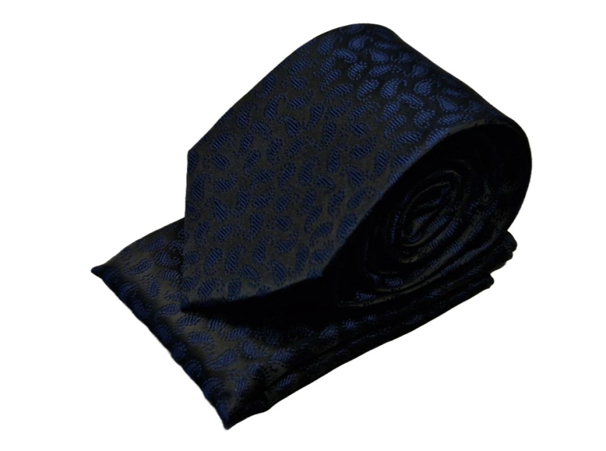Necktie & pochette Progetto Premium / ceremonial/ 100% silk / navy