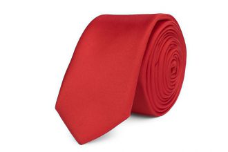 Necktie - polyester satin - bright red - 5cm
