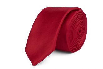 Necktie - polyester satin - middle red - 5cm