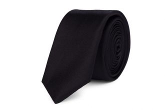 Necktie - polyester satin - black - 5cm