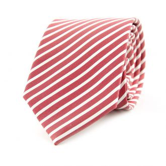 Necktie - silk - red stripe - 7.5cm