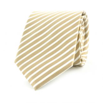 Necktie - silk - khaki stripe - 7.5cm