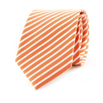 Necktie - silk - orange stripe - 7.5cm