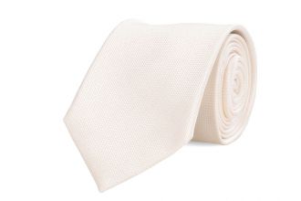 Necktie - silk - ivory - 7.5cm - NOS