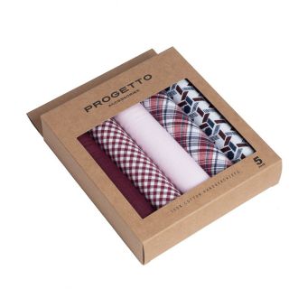 Handkerchiefs, red pattern variation, 5 pack, cotton