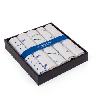 Handkerchiefs, white pattern variation, 5 pack, cotton