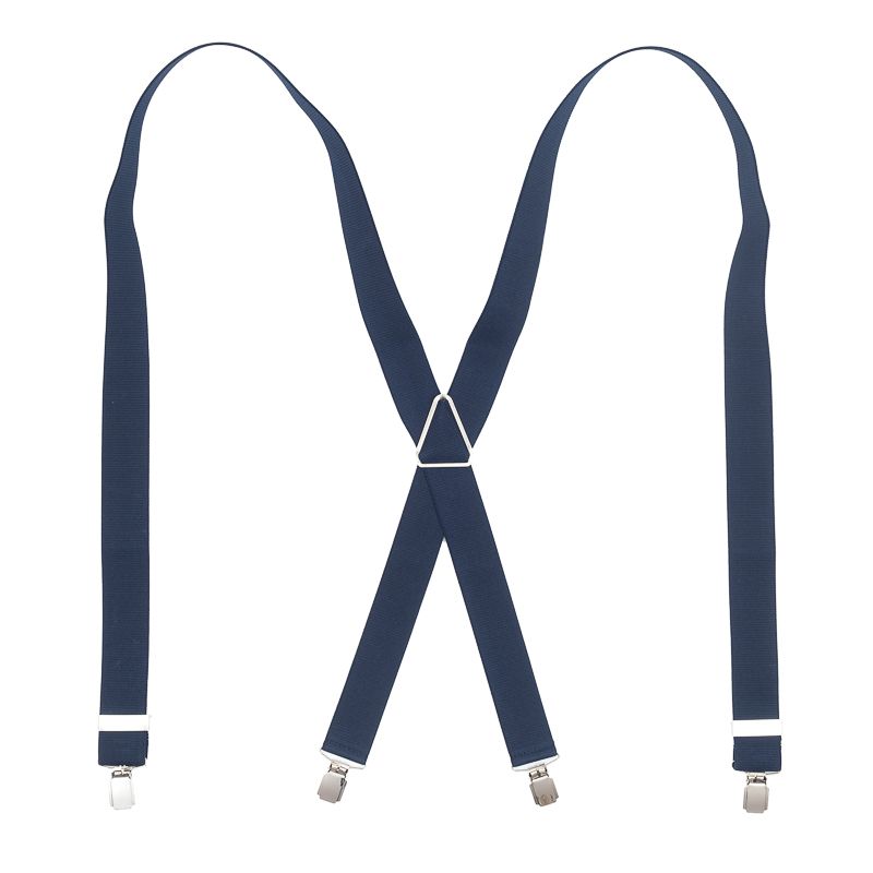 suspender navy x model 35mm no leather big silver clips metal triangle