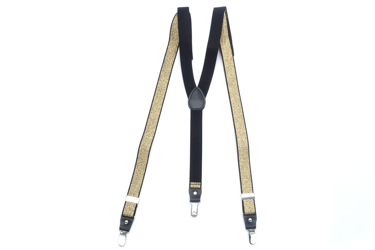 suspender gold x model 25mm black leather silver clips sxl25