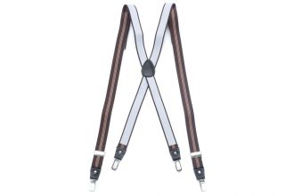 Bretels - bruin - X model - 25mm - zwarte leertjes - zilveren clips