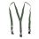 Bretels - groen - Y model - 35mm - donkerbruine leertjes - oud koperen clips