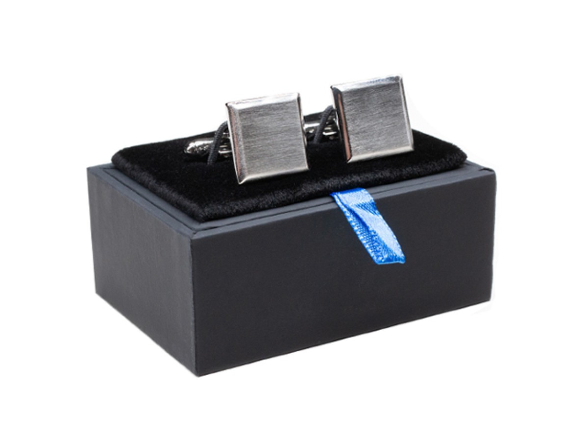 cufflinks silver square brushed