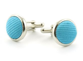 Manchetknopen - zijde - aqua - NOS