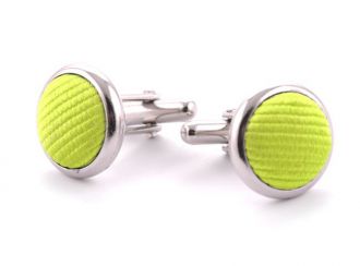 Manchetknopen - zijde - lime - NOS