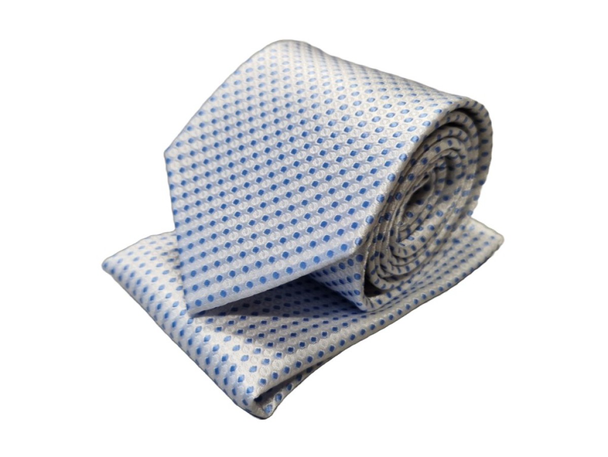 Necktie & pochette Progetto Premium / ceremonial/ 100% silk / ivory-light blue
