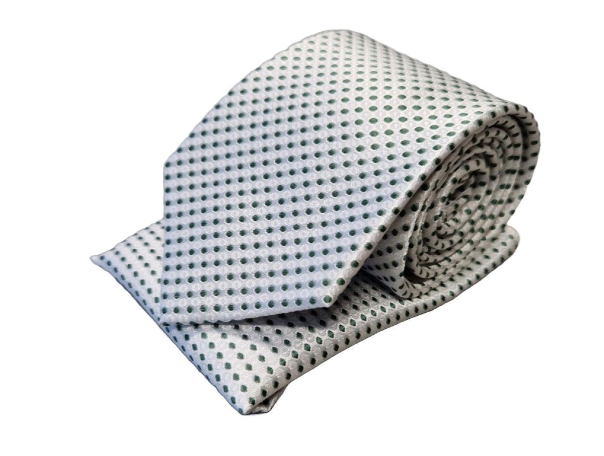 Necktie & pochette Progetto Premium / ceremonial/ 100% silk / ivory-dark green