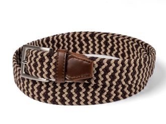 Elastische gevlochten riem - bruin/khaki - lengte inkortbaar Elastische gevlochten riem - bruin/khaki - lengte inkortbaar