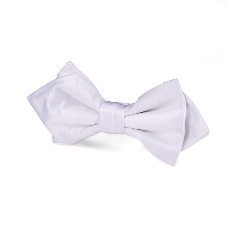 bow tie point polyester satin white