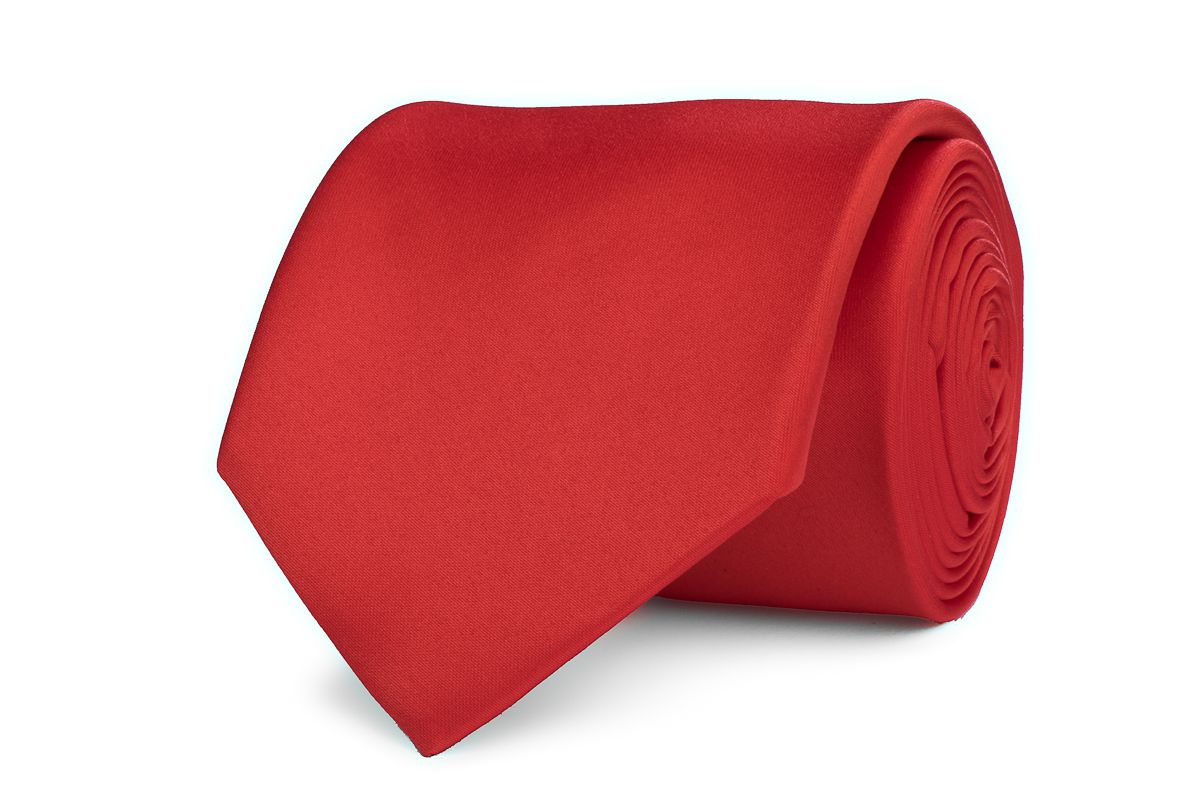 necktie polyester satin bright red 75cm