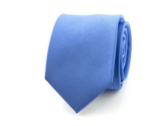 Necktie - silk - middle blue - 7.5cm - NOS