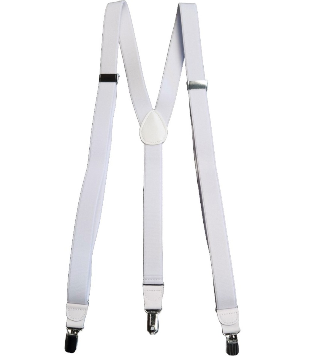 Bretels - wit - Y model - 25mm - witte leertjes - zilveren clips