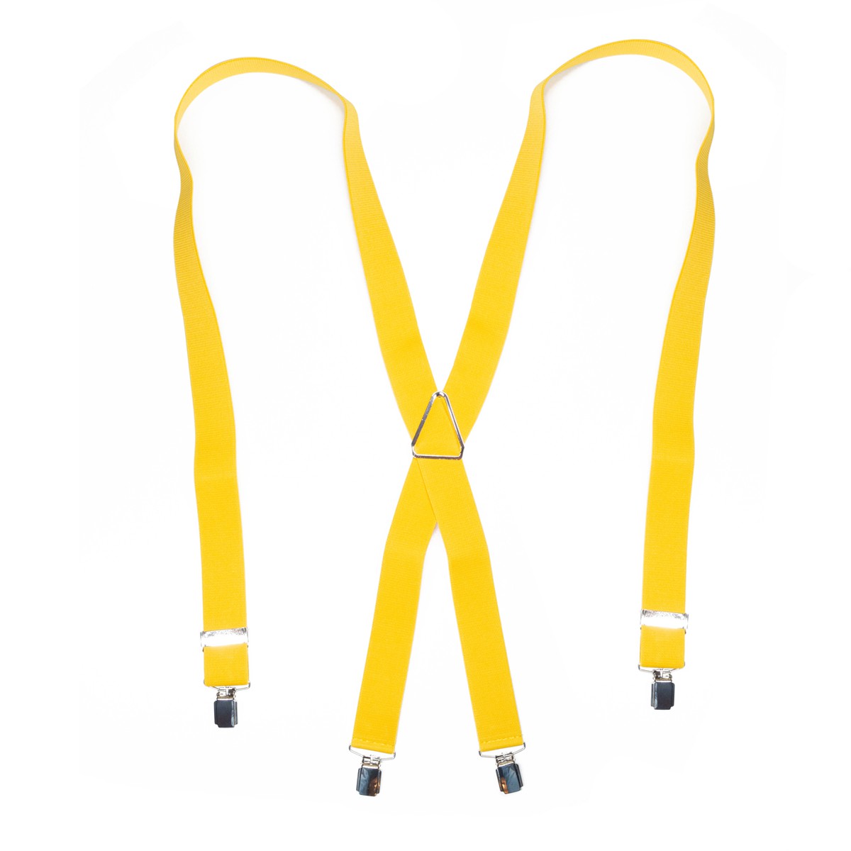 Bretels - geel - X model - 35mm - grote zilveren clips - metaal verschuifbaar rugstuk