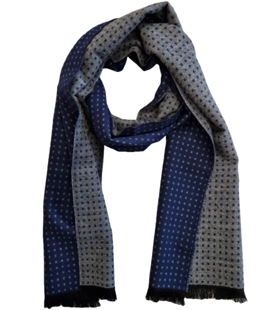 Wintersjaal stip / 30-180cm / 30% wol-70% acryl / navy - grijs Wintersjaal stip / 30-180cm / 30% wol-70% acryl / navy - grijs