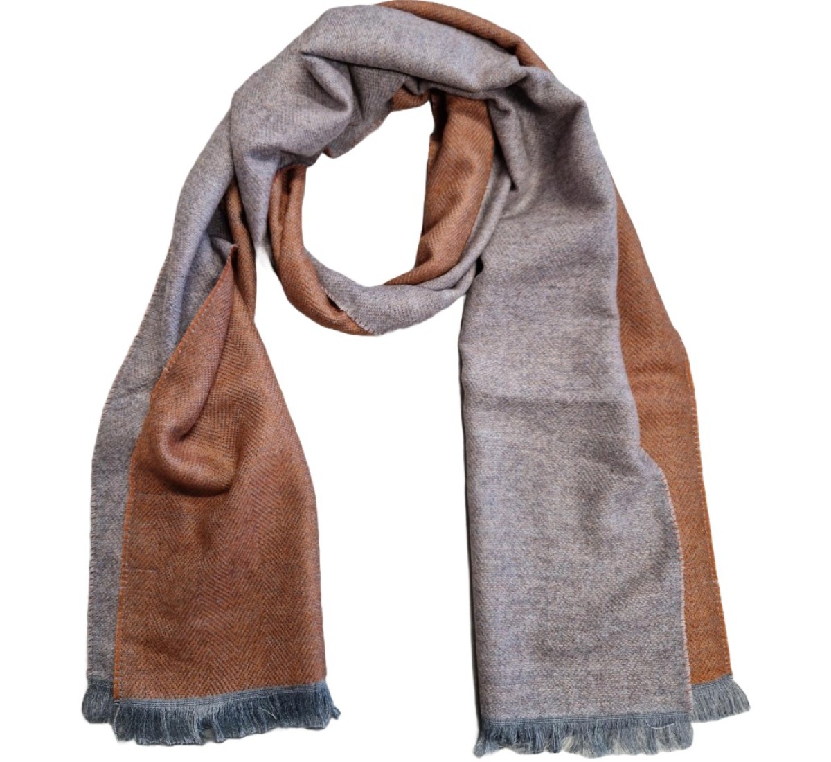 Wintersjaal fijne visgraat / 30-180cm / 30% wol-70% acryl / brique - grijs Wintersjaal fijne visgraat / 30-180cm / 30% wol-70% acryl / brique - grijs